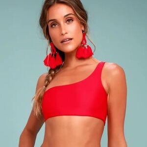 KAOHS Becky Red One Shoulder Bikini Top Swim XS